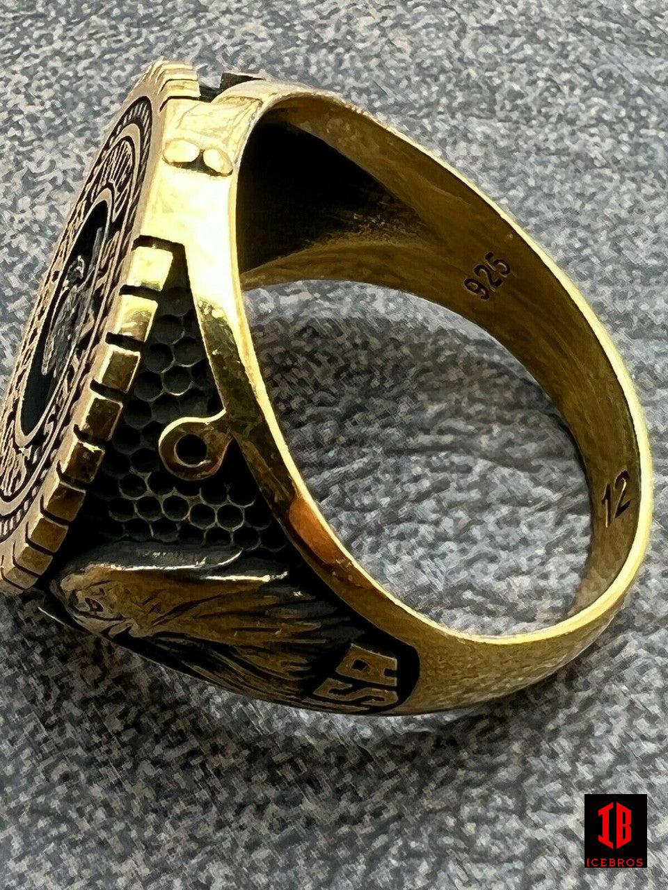Men's 14k Gold Vermeil 925 Silver US Marine Corps Sempre Fi Ring
