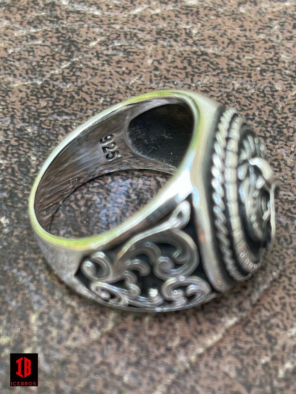 925 Sterling Silver Men's Plain Owl Ring Symbol Of Wisdom Animal