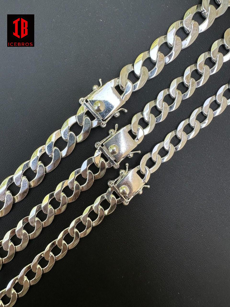 Flat ITALY Curb Cuban Link Necklace 925 Sterling Silver Sleek Boxed Clasp