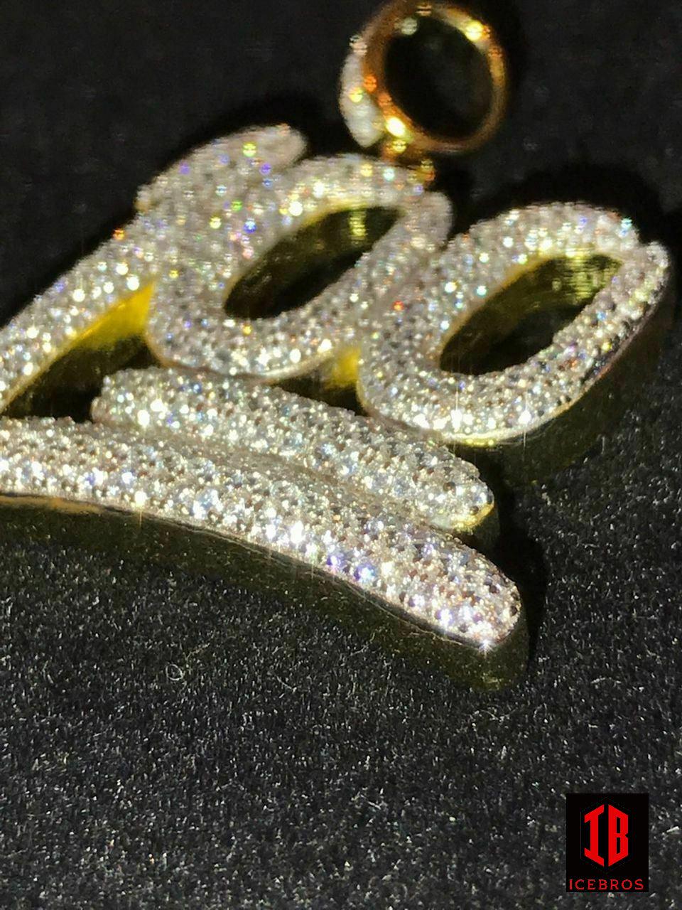 Keep It 100 Hundred Iced Diamond Hip Hop Pendant Necklace Real Vermeil