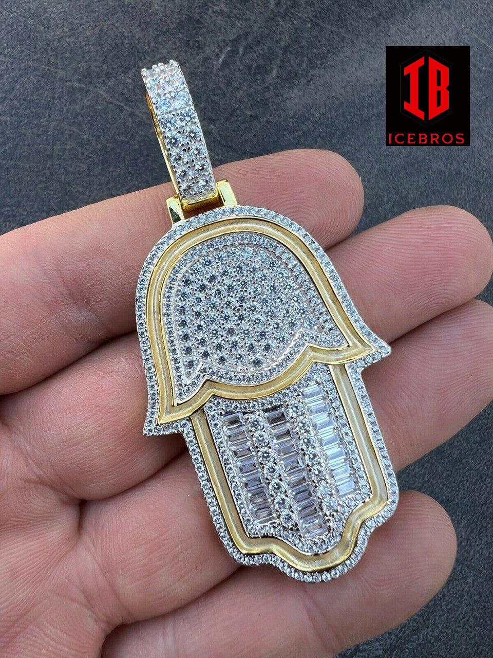 10K orders Gold Enamel Blue Hamsa Pendant