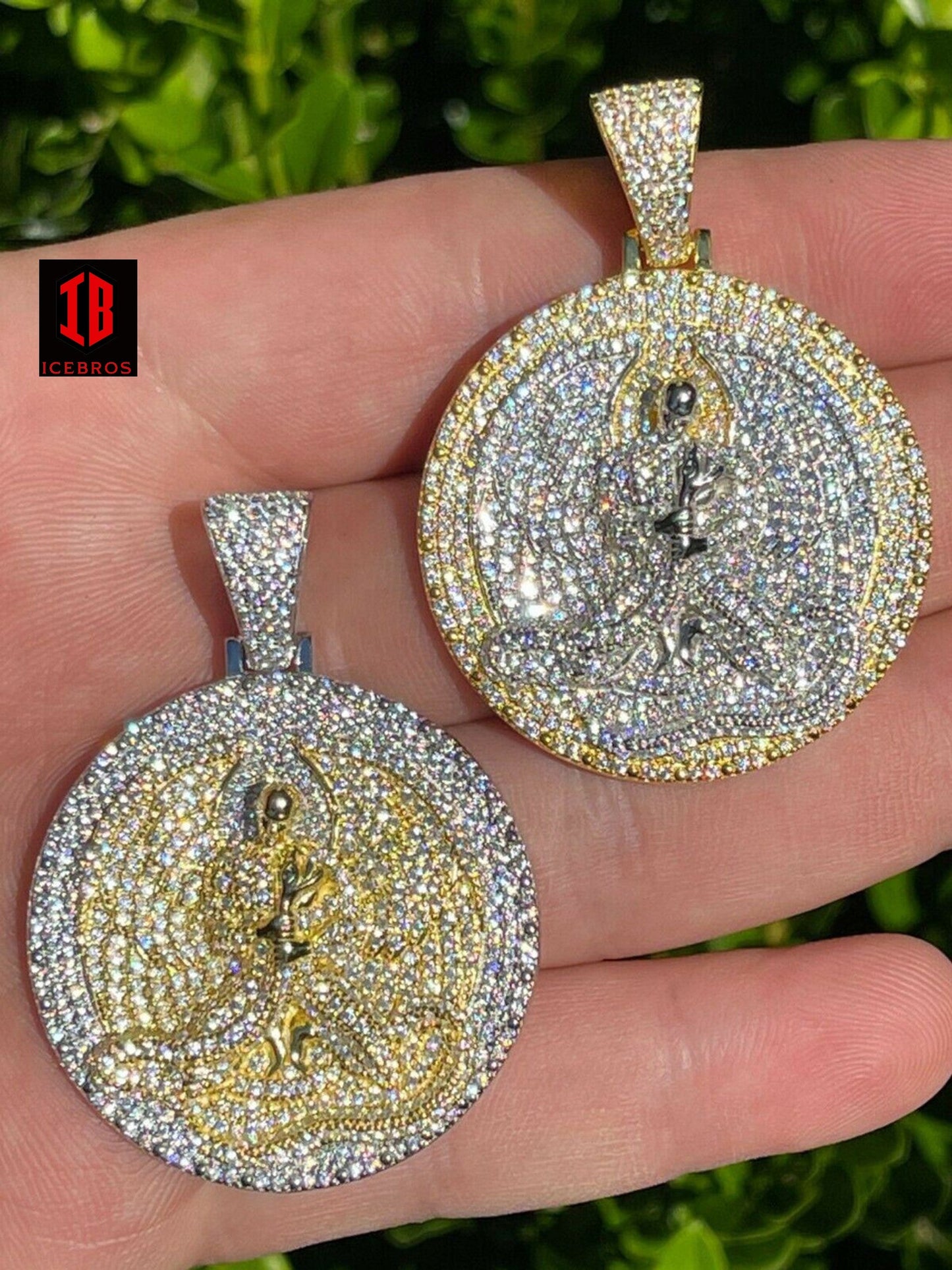 925 Silver Gold Euphanasia rip Tupac 2Pac Pendant Medallion Necklace Iced Charm