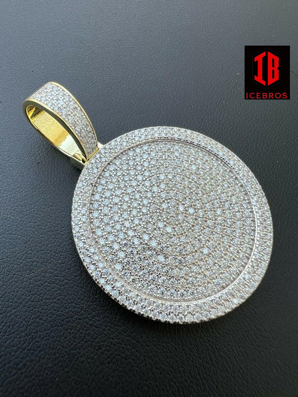 MOISSANITE Dog Tag 925 Silver Out Iced Round Hip Hop Pendant Necklace Passes Diamond Tester