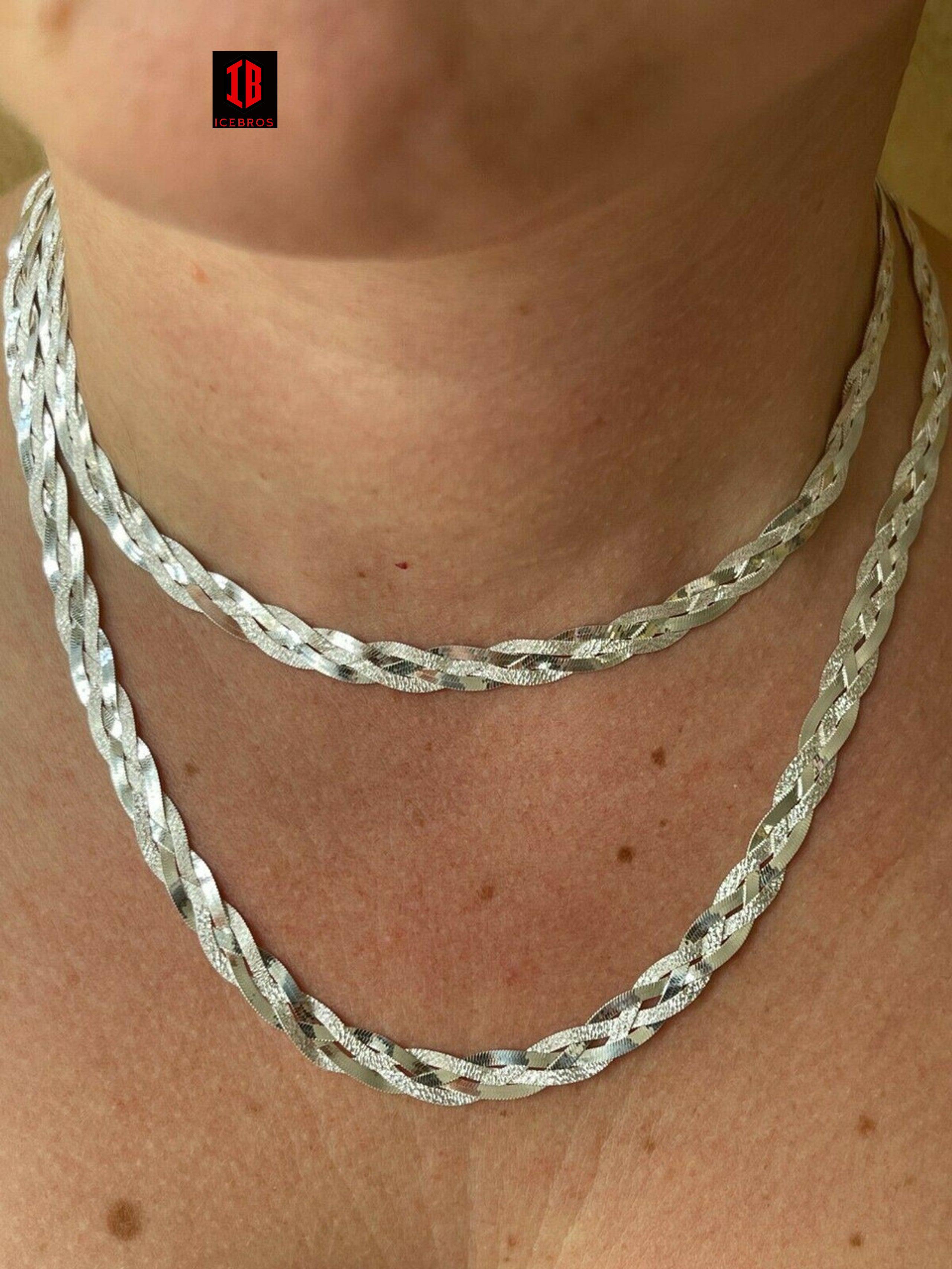 925 Braided popular Sterling Herringbone Necklace