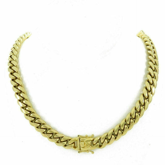 12mm Mens Cuban Miami Link Chain 14k Gold Plated Stainless Steel 200 Grams HEAVY