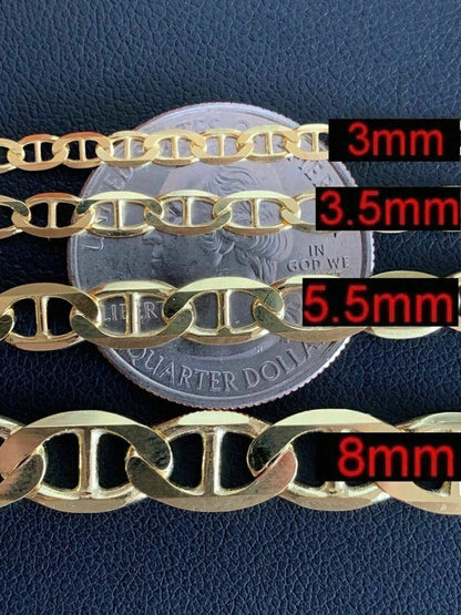 14k Gold Over 925 Sterling Silver Old School Mariner Bracelet (2-12mm)