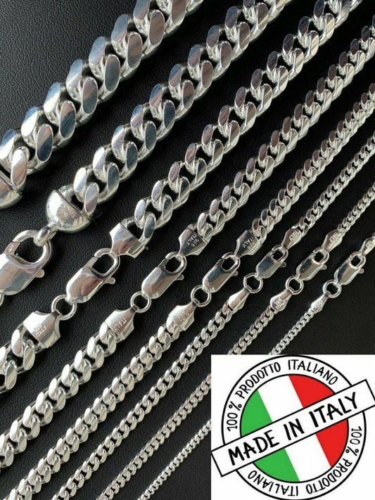 2-12mm Cuban Link Chain Silver Heavy Link Necklace
