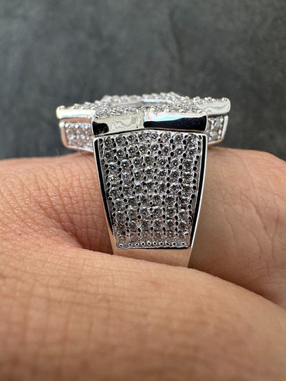 Star Of David Baguette VVS Moissanite Diamond Men's 925 Sterling Silver Ring