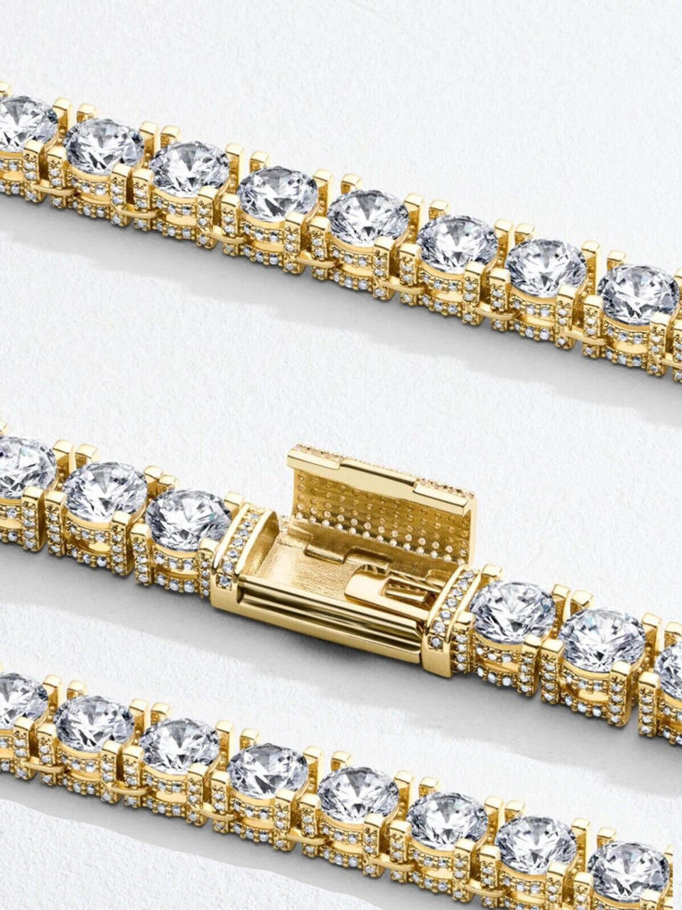 5mm Iced-out Moissanite Tennis Chain Necklace in 14k Gold