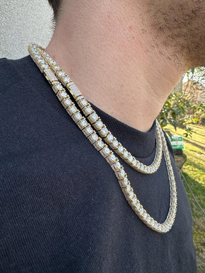 5mm Iced-out Moissanite Tennis Chain Necklace in 14k Gold