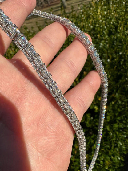 5mm Iced-out Moissanite Tennis Chain Necklace in White Gold