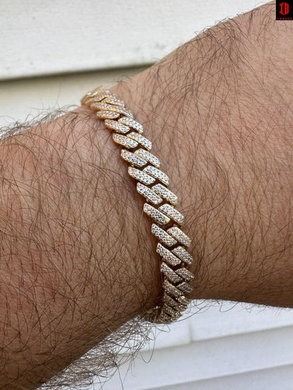 8mm Moissanite Diamond Miami Cuban Link Bracelet in 14k Gold