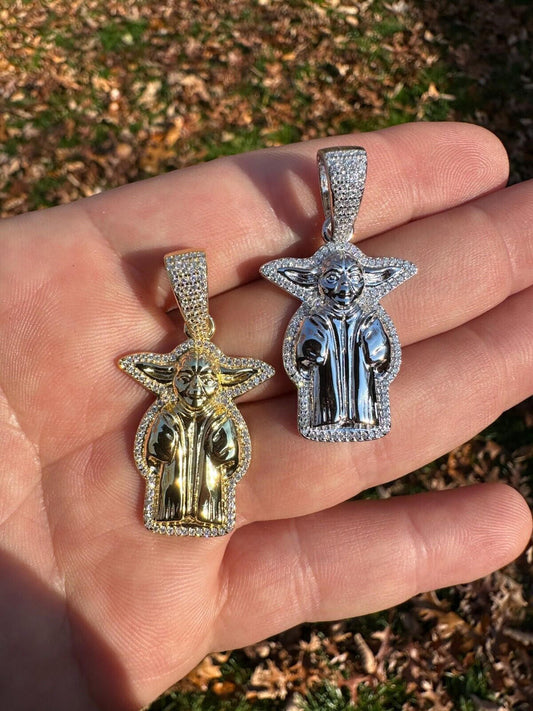 Baby Yoda Star Wars Pendant MOISSANITE Real 925 Silver / 14k Gold Iced Hip Hop