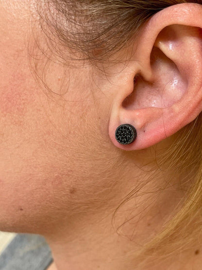 Black Moissanite 925 Silver Hip Hop Earrings Small Round Studs Pass Diamond Test