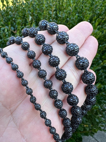 Black Rhodium Moissanite Disco Ball Chain Necklace 4-10mm