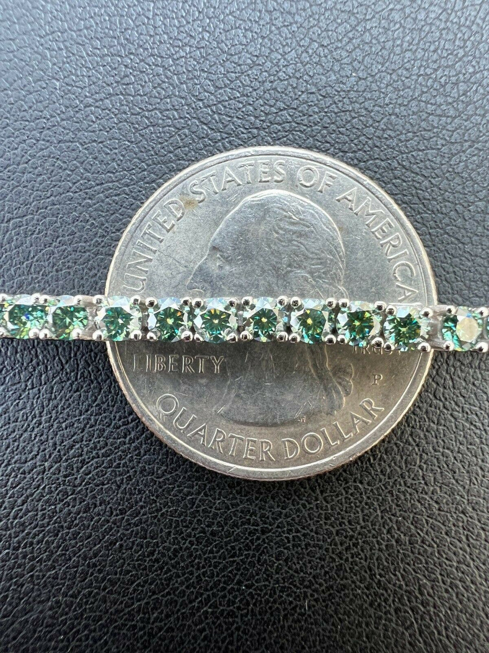 3mm Blue Green Iced MOISSANITE Tennis Bracelet 925 Sterling Silver