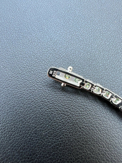 3mm Blue Green Iced MOISSANITE Tennis Bracelet 925 Sterling Silver