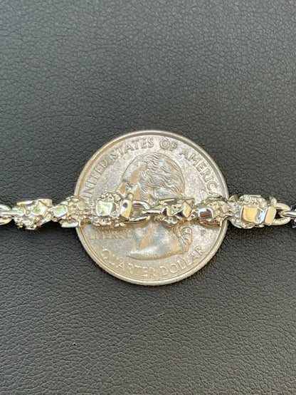 Custom Handmade Solid 925 Sterling Silver Nugget Link Bracelet 7-8.5" Mens 5.5mm