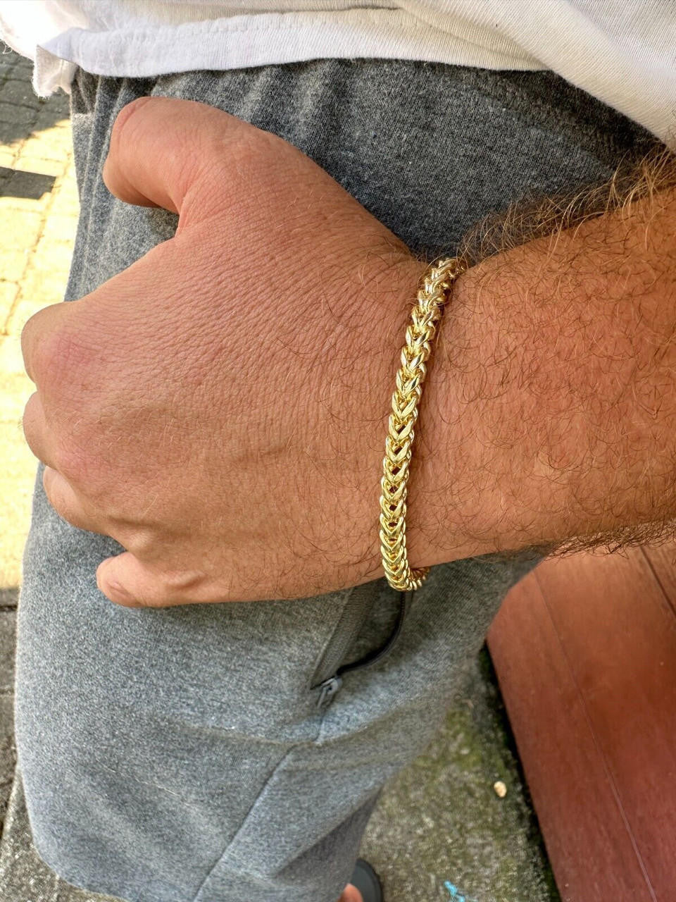 14k Gold Franco Link Bracelet 4-6mm With Moissanite Clasp