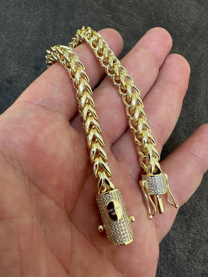 14k Gold Franco Link Bracelet 4-6mm With Moissanite Clasp