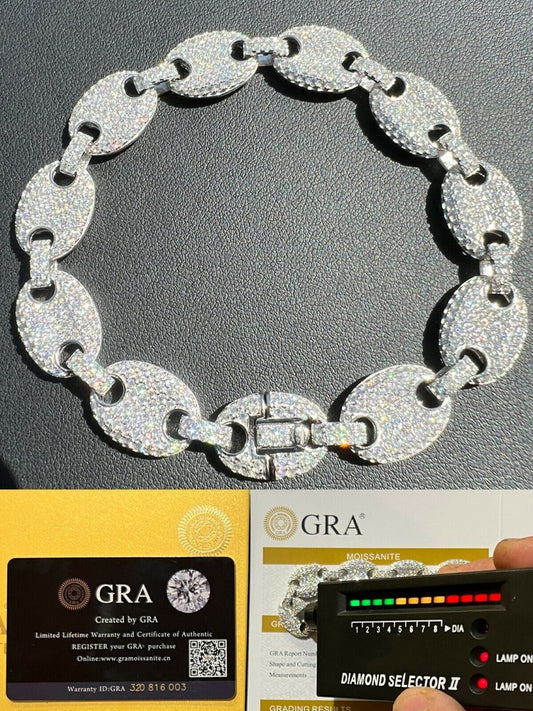 12mm Puffed Mariner Gucci Link Bracelet 7.8 carat Moissanite