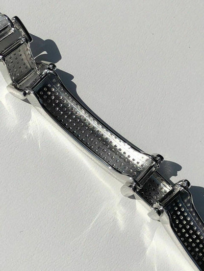 Mens Custom Made Bracelet Solid 925 Silver 12ct Diamonds 12mm Thick SUPER ICED!!