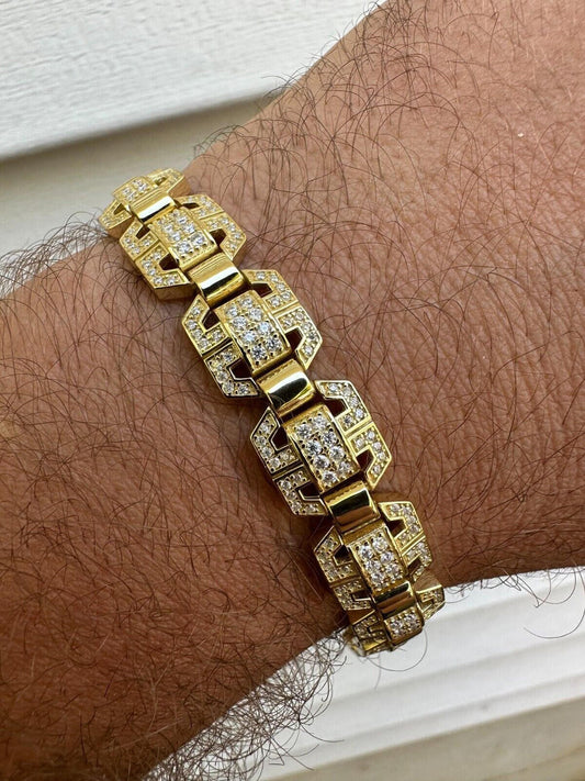 14k Gold Custom Link Moissanite Diamond Tennis Bracelet 11mm