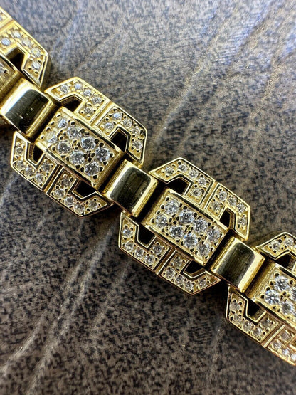 14k Gold Custom Link Moissanite Diamond Tennis Bracelet 11mm