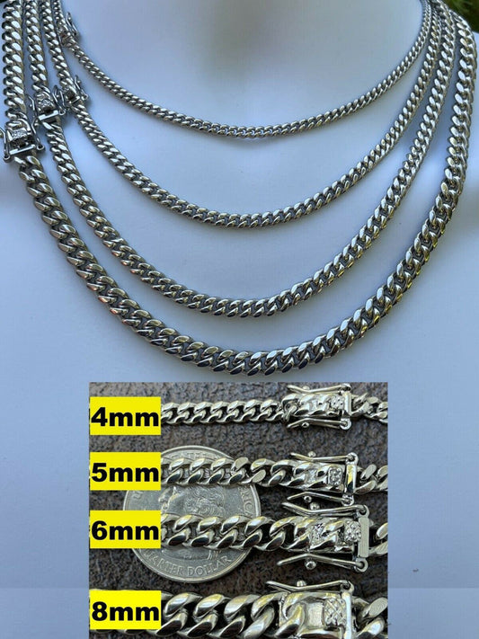 Miami Cuban Link Chain Necklace / Bracelet Stainless Steel Mens Ladies Box Lock