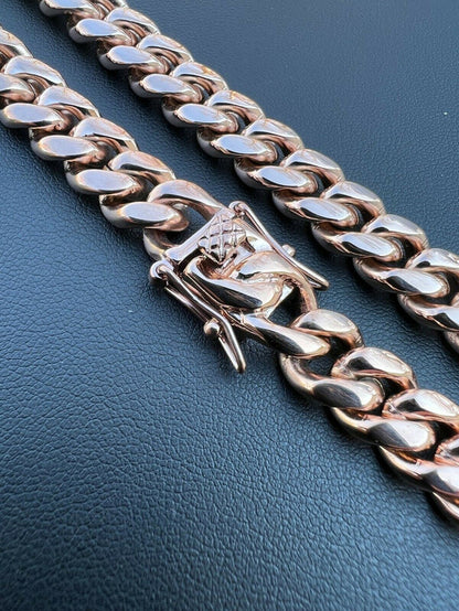 Miami Cuban Link Chain Necklace 14k Rose Gold Over Stainless Steel (4-18mm)