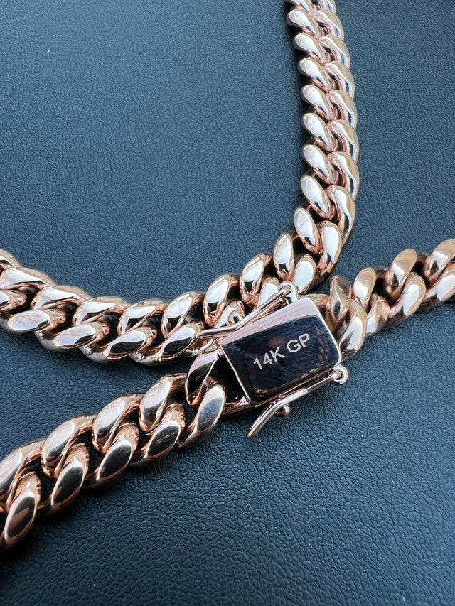 Miami Cuban Link Chain Necklace 14k Rose Gold Over Stainless Steel (4-18mm)