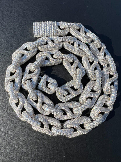 MOISSANITE 14mm Mens Hip Hop Iced Gucci Infinity Link 16-28" Pass Diamond Test