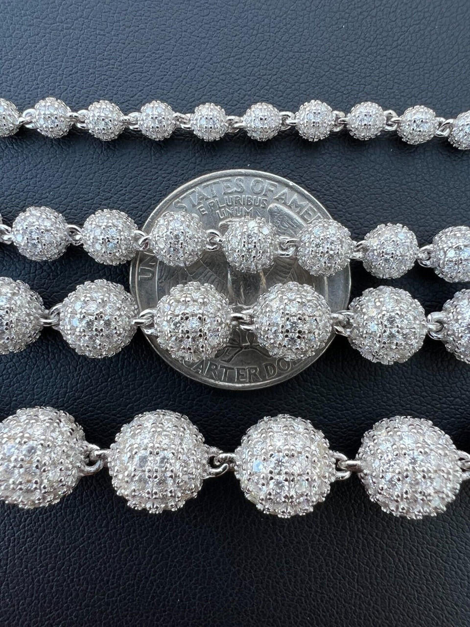 Ball Moon White Moissanite Disco Bracelet (4-10mm) - Rhodium Over 925 Sterling Silver