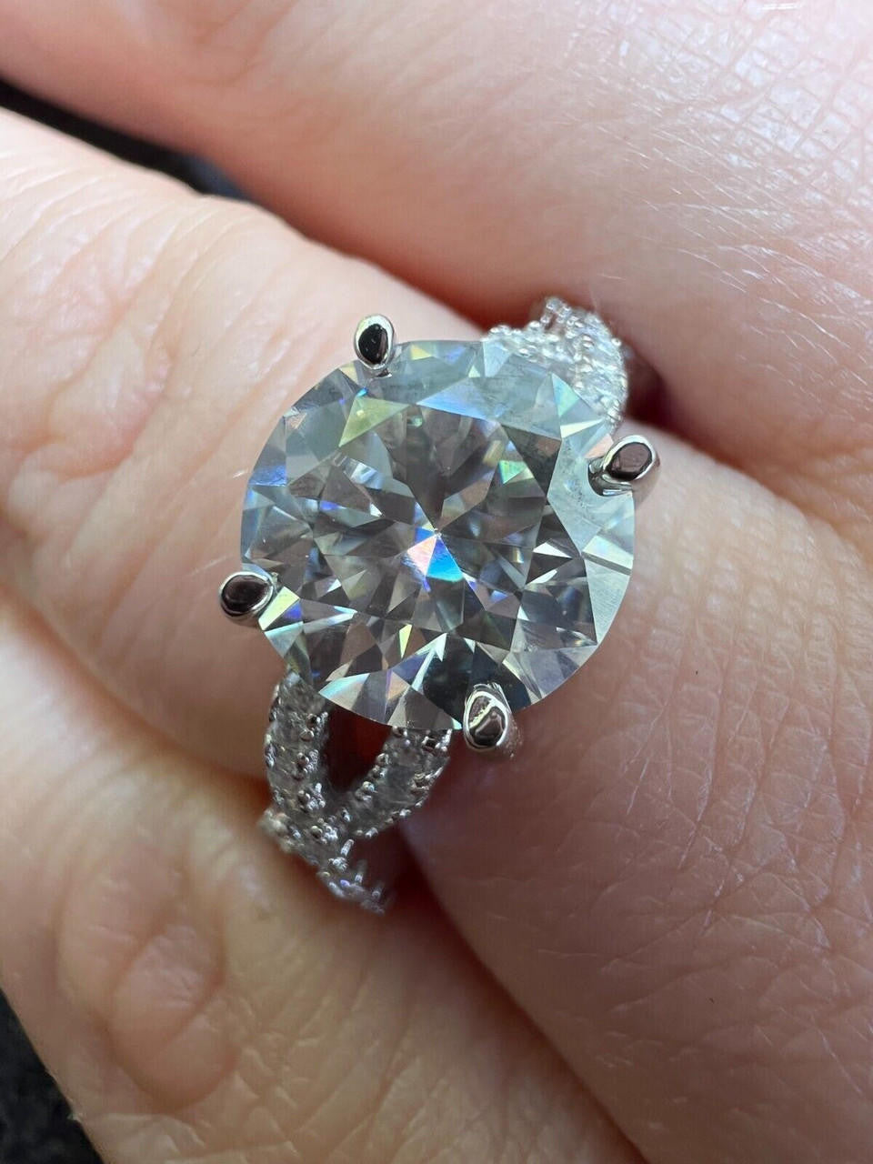 925 Sterling Silver White Gold Moissanite Engagement Infinity Promise Ring