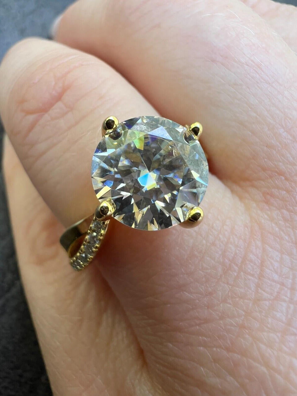 Moissanite 14K Vermeil Princess Cut Square Engagement Promise Ring 925 Silver
