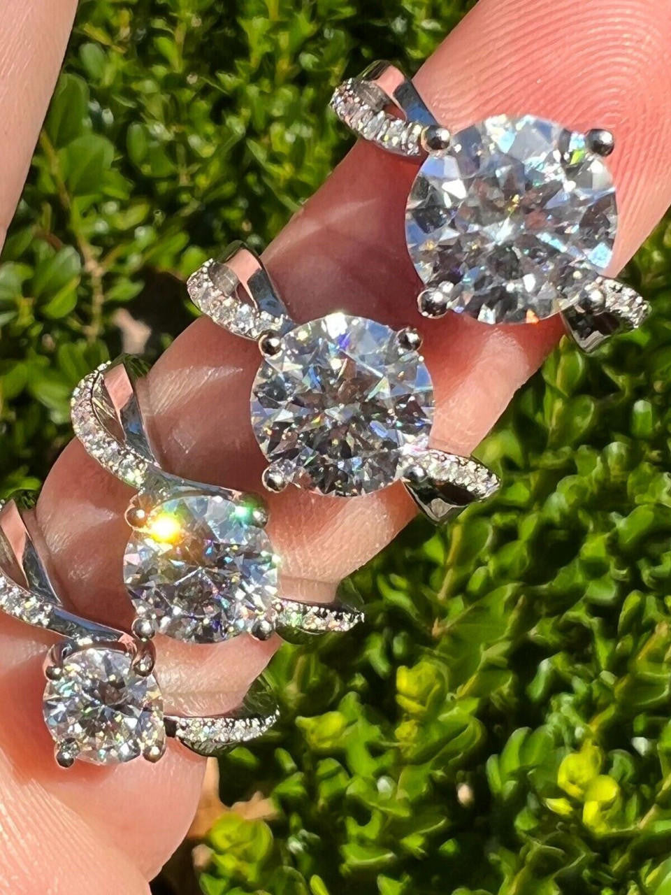 VS Moissanite Engagement Promise Wedding Ring Passes Diamond Tester