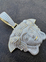 Moissanite Medusa Head Pendant - 925 Silver/14k Gold Vermeil Large 3" Iced Out Hip Hop Pendant Pass Diamond Tester