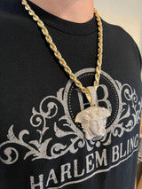 Moissanite Medusa Head Pendant - 925 Silver/14k Gold Vermeil Large 3" Iced Out Hip Hop Pendant Pass Diamond Tester