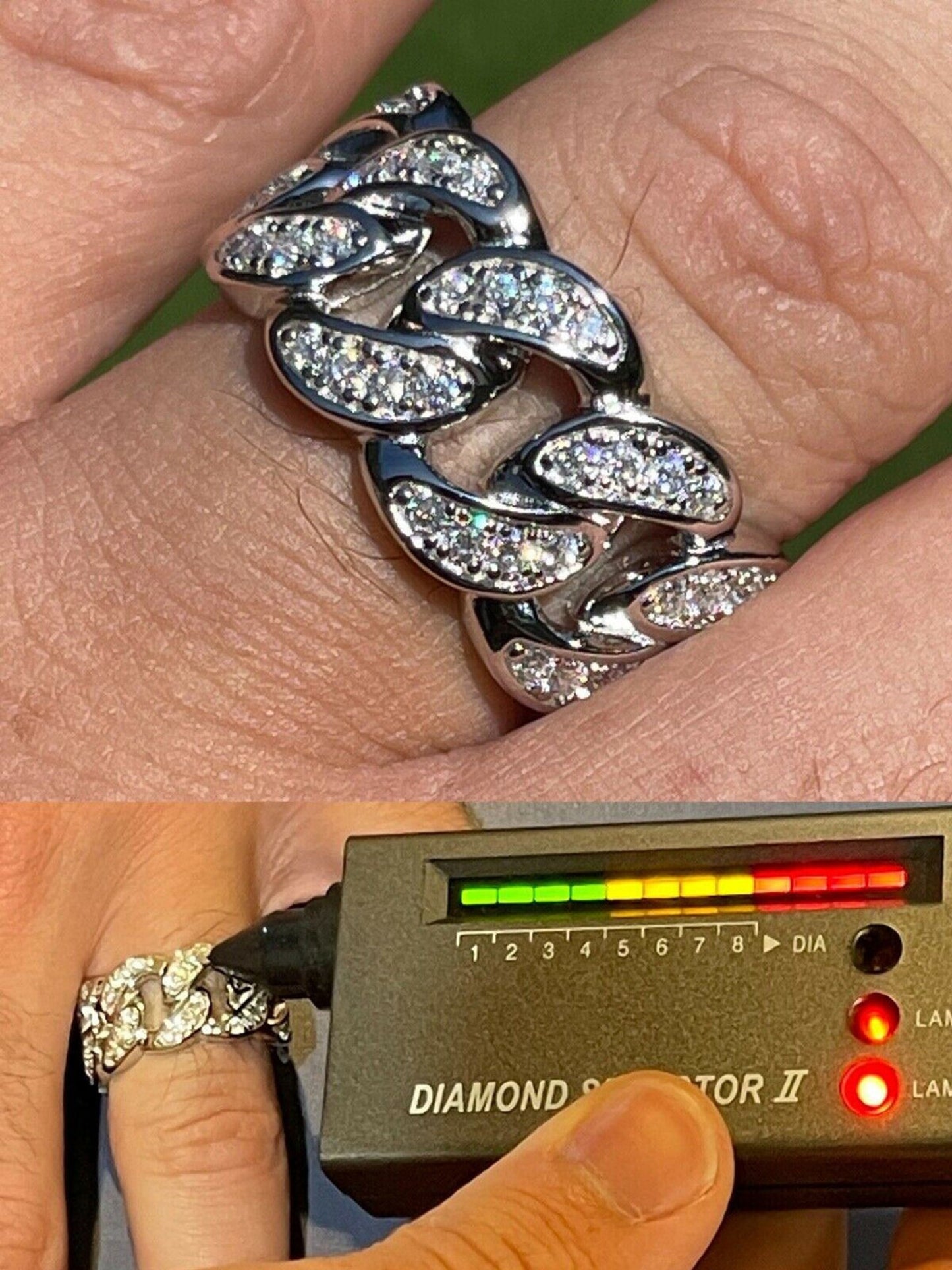 MOISSANITE Iced Original Miami Cuban Ring 925 Sterling Silver Passes Diamond Tester