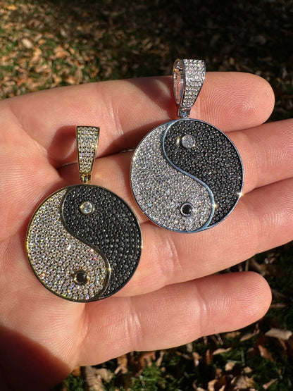 moissanite yin yang pendant on hand