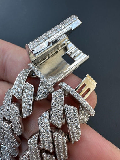 White Miami Prong Cuban Bracelet Moissanite Hip-hop Jewelry
