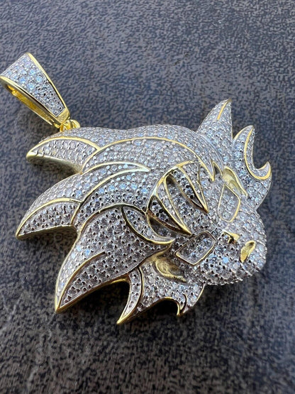 MOISSANITE Real Silver / Gold Iced Goku Saiyan Dragon Ball Z Pendant Necklace