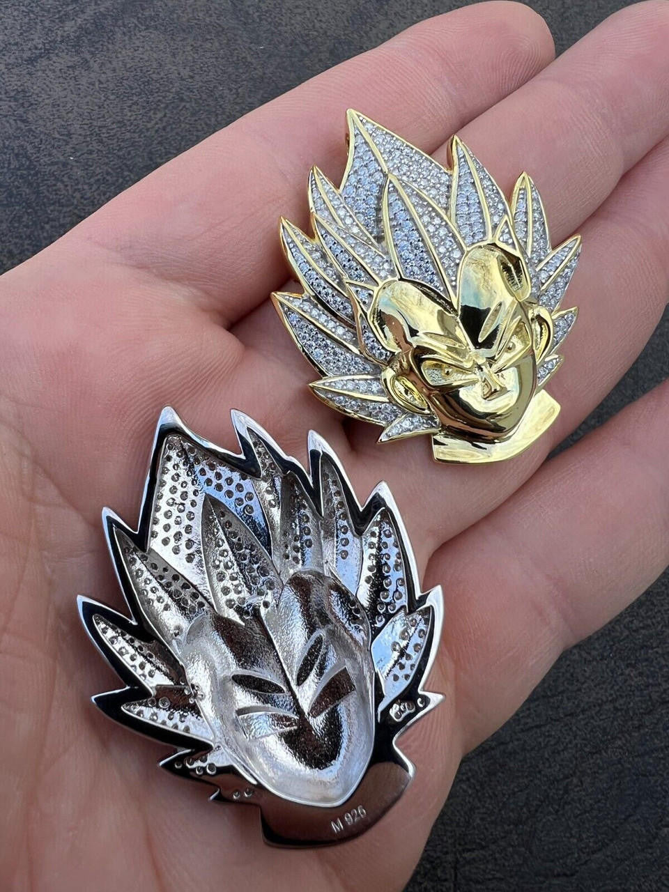 MOISSANITE Real Silver / Gold Plated Iced Goku Super Saiyan Dragon Ball Necklace