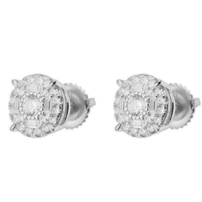Moissanite Real Silver Hip Hop 8mm Earrings Round Cluster Stud Pass Diamond Test