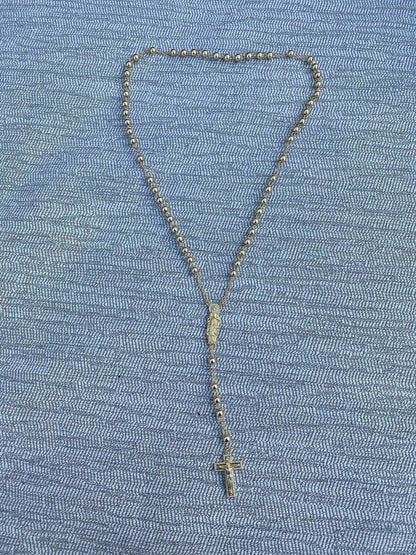 MOISSANITE Rosary Beads Necklace 14k Gold Over 925 Sterling Silver Rosario Jesus