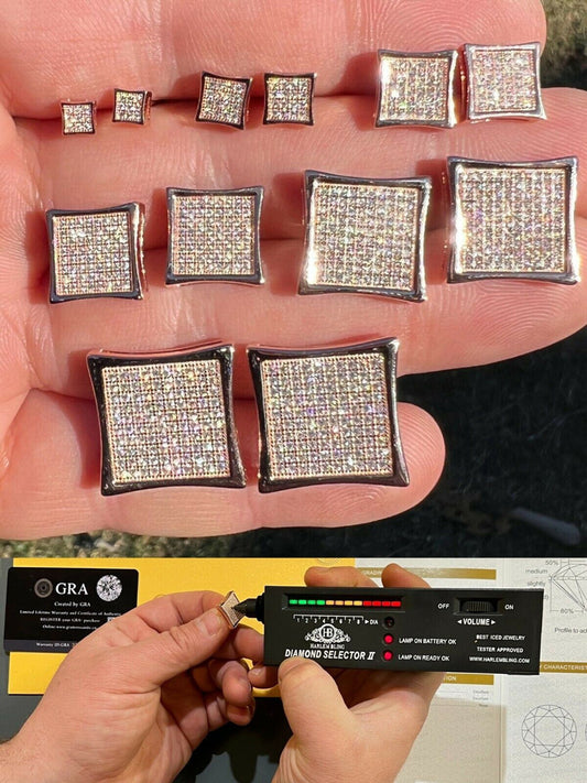 Moissanite Square Kite Earrings Pass Diamond Test 4mm-18mm 14k Rose Gold Vermeil