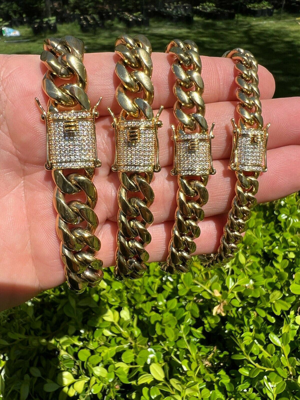 Cuban Link Bracelet 14k Gold Vermeil MOISSANITE Clasp