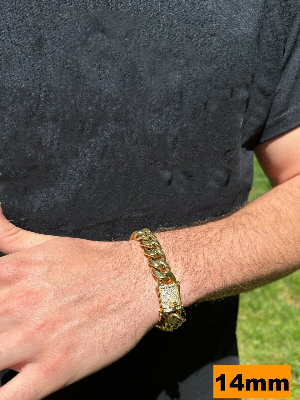 Cuban Link Bracelet White Gold Vermeil MOISSANITE Clasp