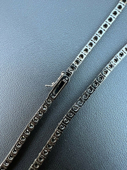 REAL 3mm Black MOISSANITE Tennis Chain Necklace - Passes Diamond Tester 14-24"