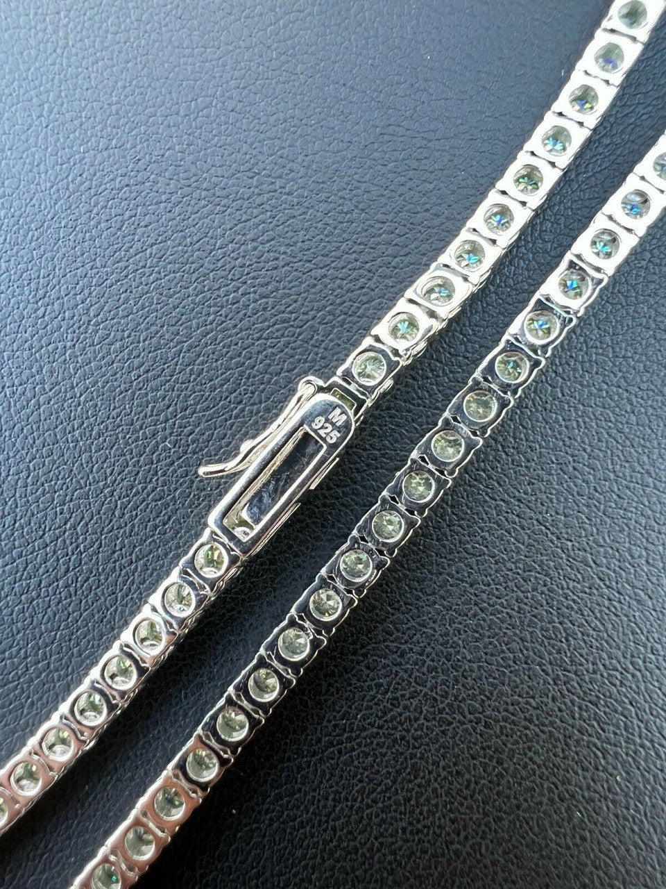 3mm/5mm Blue Green 925 Sterling Silver MOISSANITE Tennis Chain Necklace
